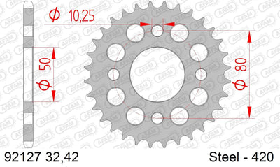 Afam chain wheel 420 32z steel silver