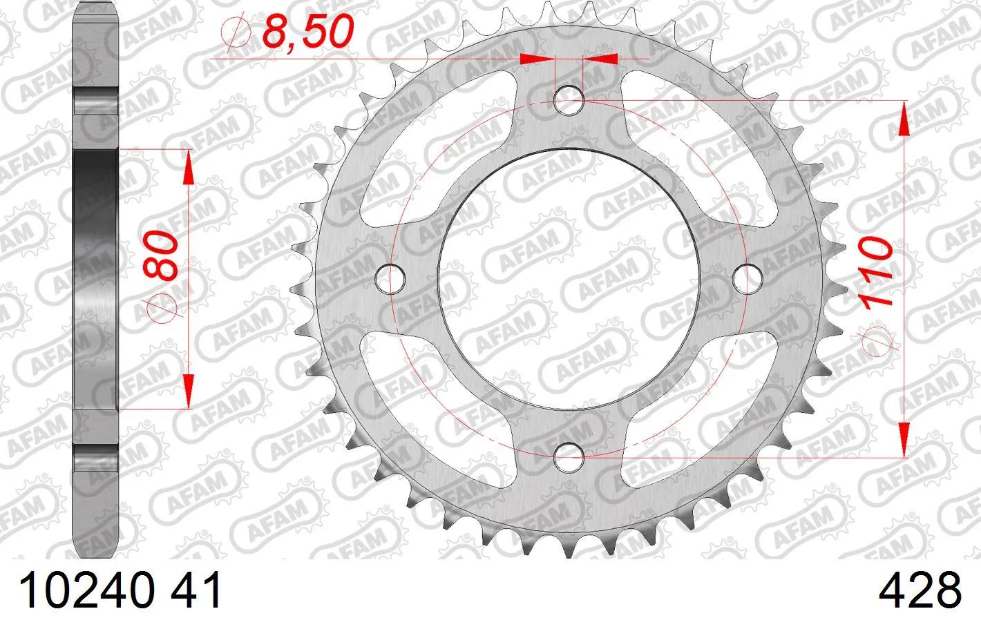 Afam chain wheel 428 41z steel silver