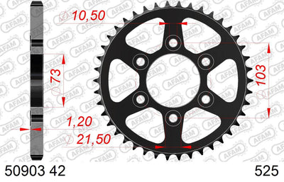Afam chain wheel 525 42z steel black