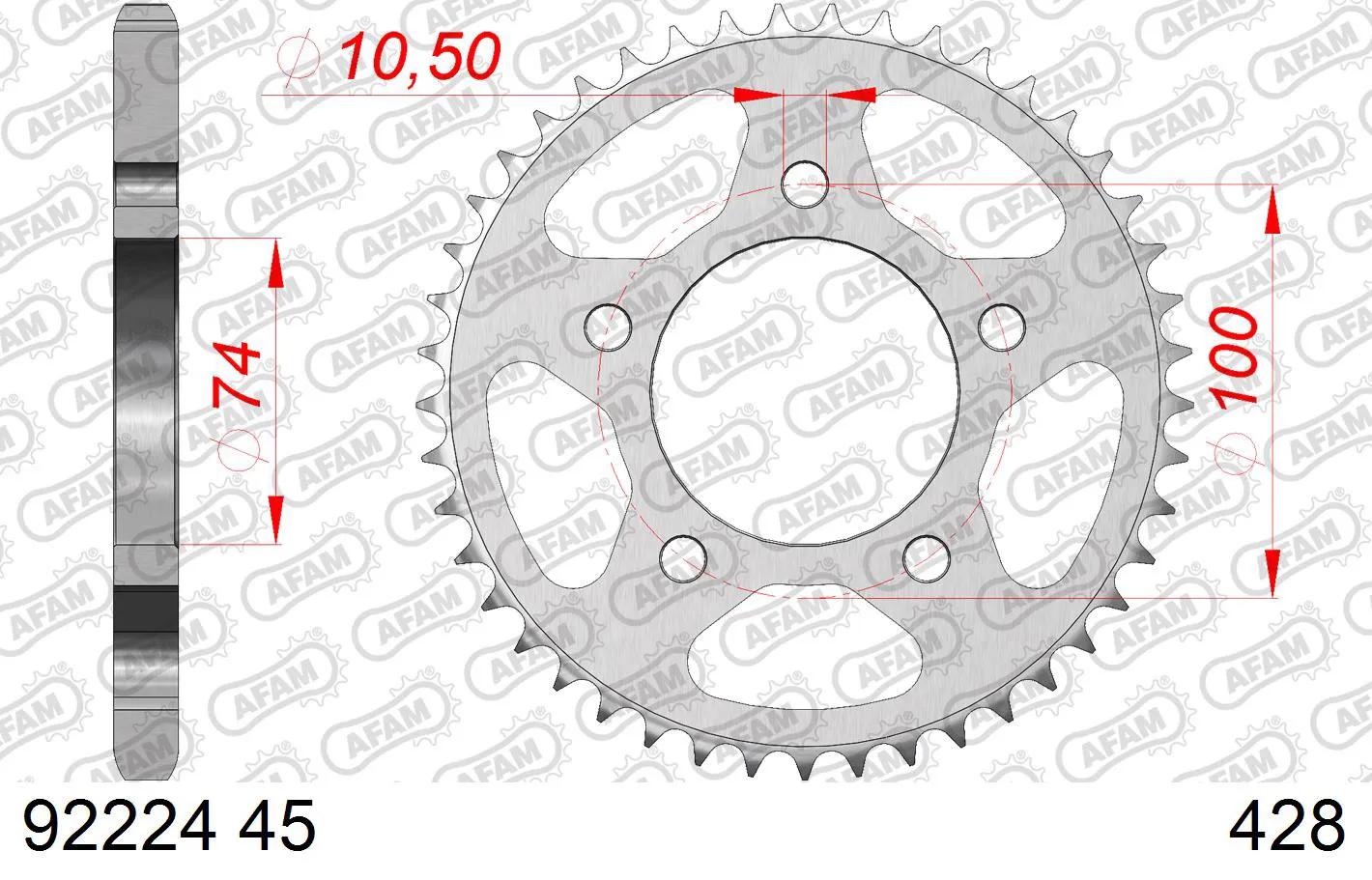Afam chain wheel 428 45z steel silver