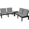 Pro garden tuinset molok 5-delig grijs met grijze kussens, voor 4 personen.