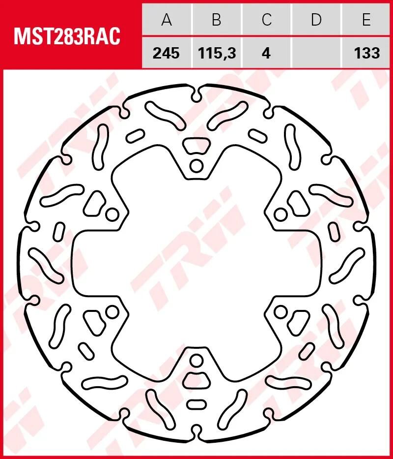 Trw remschijf mst283rac rotor mst283rac rigid