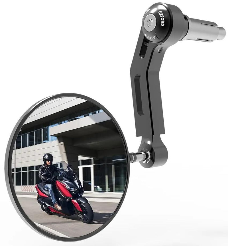Oxford spiegel stuureinde premium-aluminium handlebar mirror aluminum black right