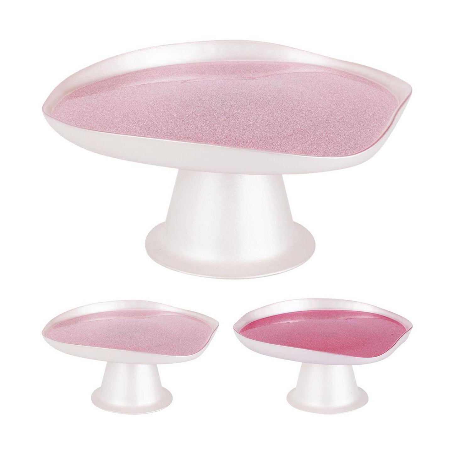 Home styling taartplateau 21cm 2 assorti glitter roze donkerroze