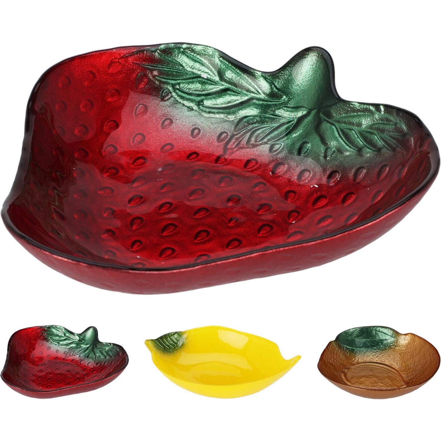 Home styling schaal glas fruitvorm ø15cm 3 assorti