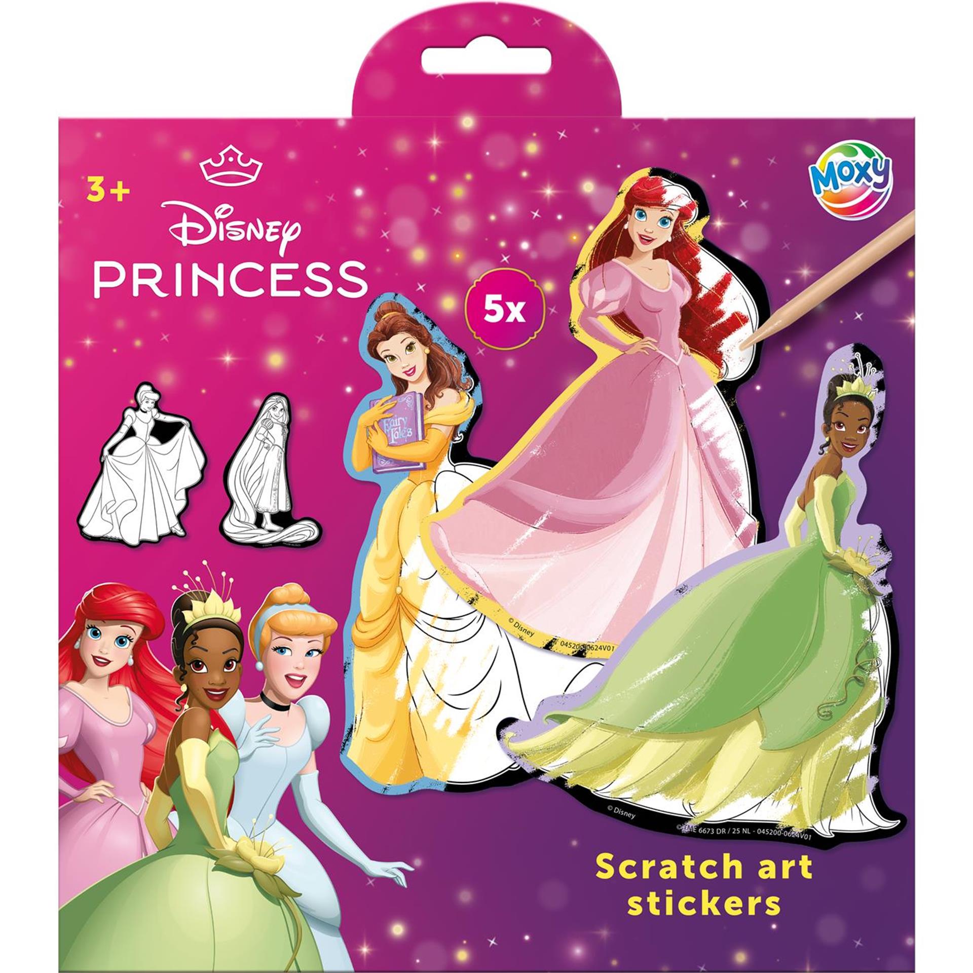 Moxy disney princess scratch art stickers 5pcs pen