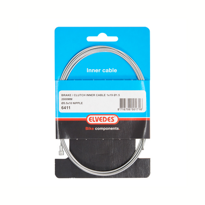 Elvedes Koppeling binnenkabel 2000mm 1×19 draads verzinkt Ø1,5mm met V-nippel (op kaart)