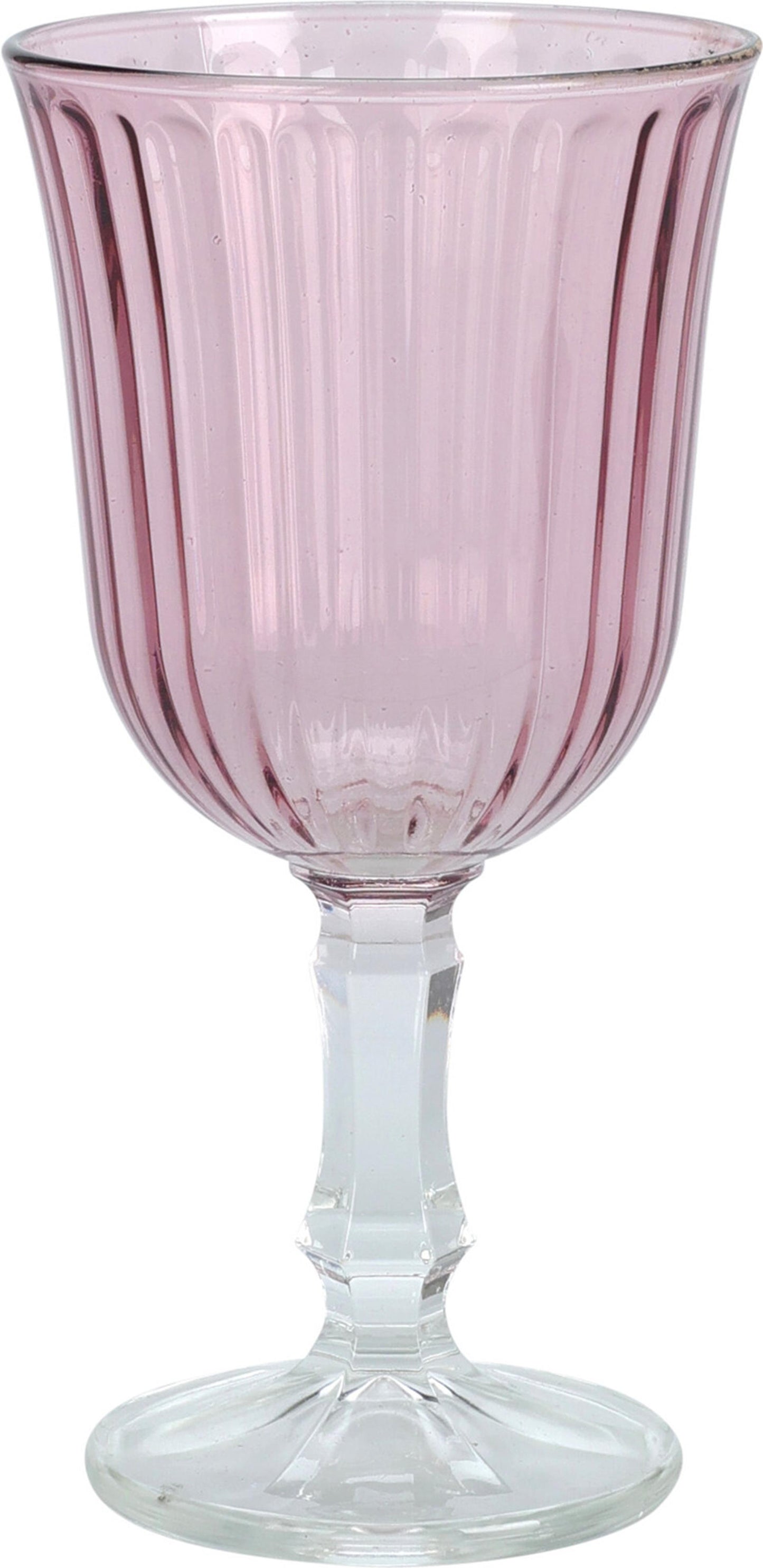 Wijnglazen roze ribbel 240ml doos a 6 glas