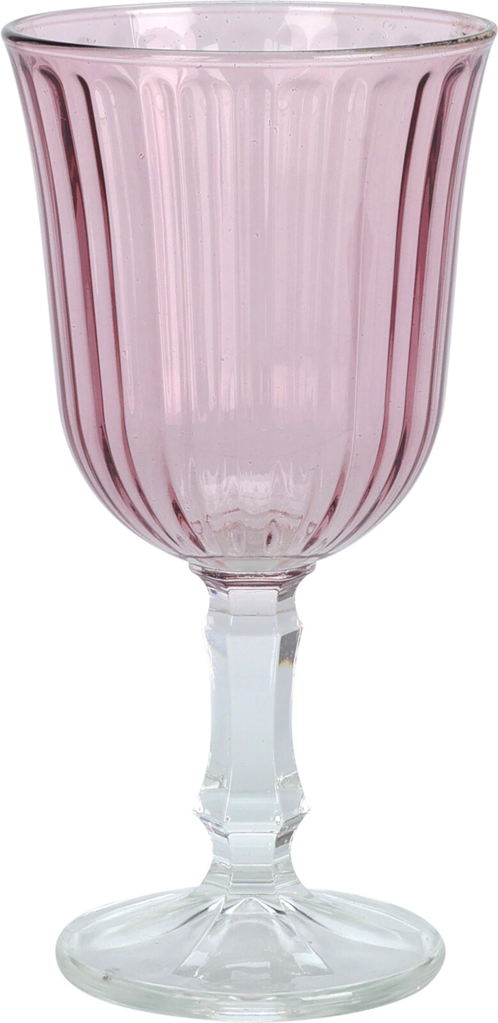 Wijnglazen roze ribbel 240ml doos a 6 glas