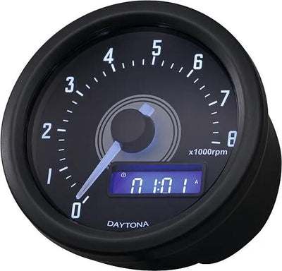 Daytona toerenteller velona 60 dark speed meter velona dark, led white 8000 rpm