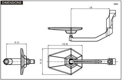 Daytona spiegel d-mirror-4 mirrors hexagon aluminum std sw e-mark