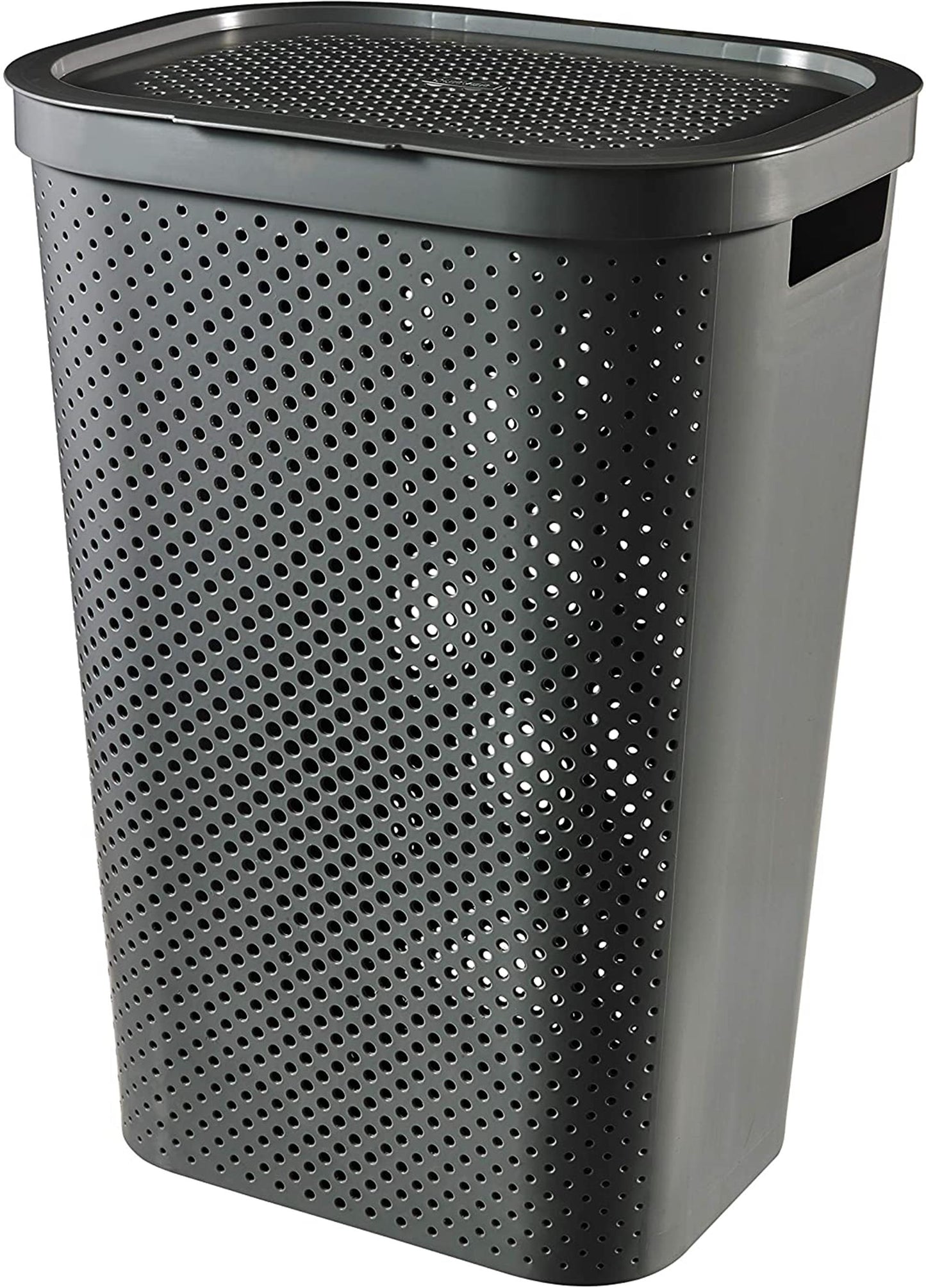 Curver infinity recycled dots wasmand met deksel - 60l - antraciet
