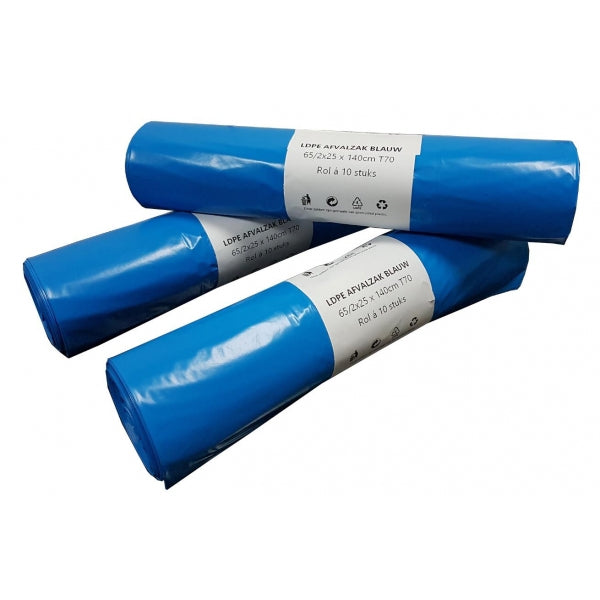 Producten containerzakken ldpe 65 25 x 140cm t 70 blauw 240ltr