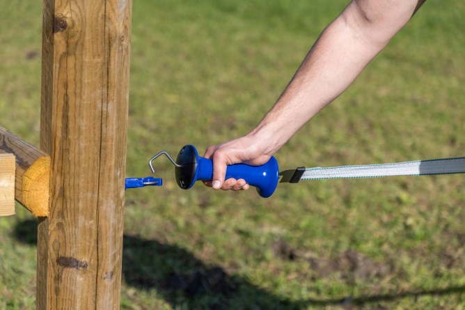 Ako producten poortgreep premium rvs blauw met veerbegrenzer