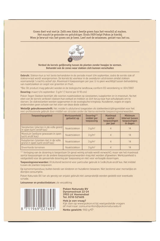 Pokon producten bio tegen slakken korrels 900gr