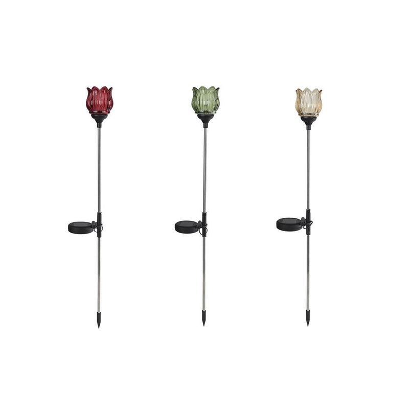 Led solar tuinlamp tulp glas 9x9x79cm