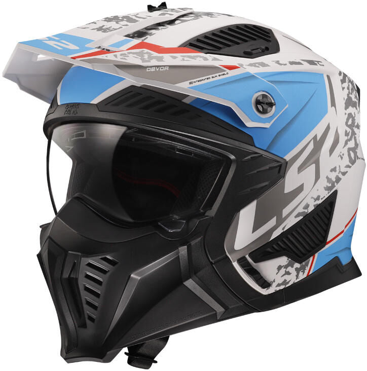 Ls2 modulaire helm of606 drifter devor helmet of606 drtifer devor l white blue matt