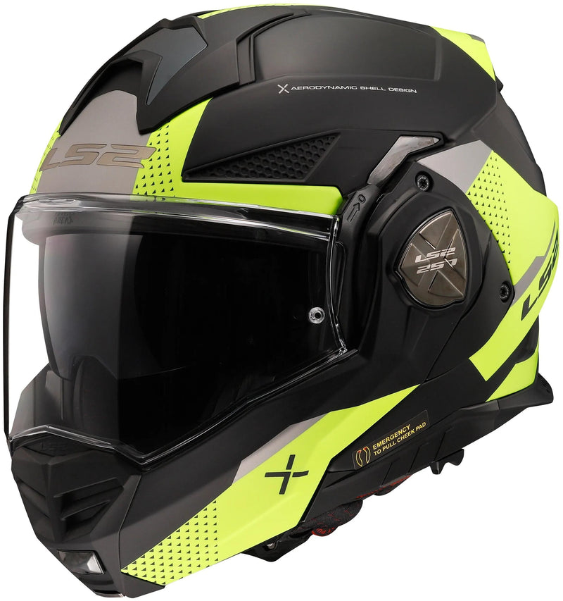 Ls2 klapphelm ff901 advant x oblivion helmet advant x obliv bw neon yellow matt gr. s