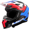 Ls2 crosshelm mx703 x-force galuo , ademend en hypoallergeen. helmet x-force galuo white red blue gr. m