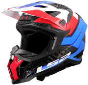 Ls2 crosshelm mx703 x-force galuo , ademend en hypoallergeen. helmet x-force galuo white red blue gr. m - afbeelding 2