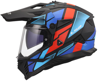 Ls2 endurohelm mx702 pioneer ii block helmet mx702 pioneer block matt black red blue