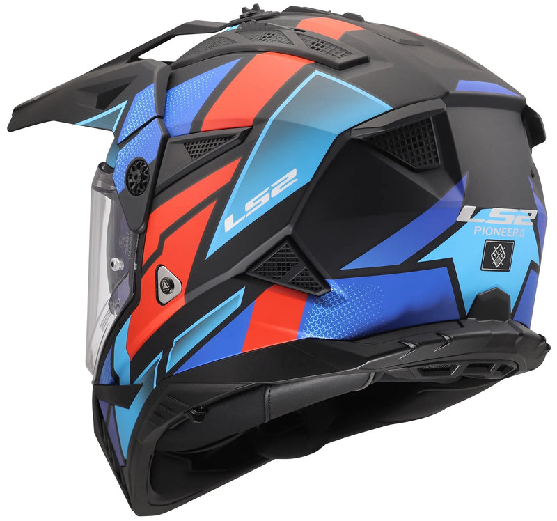 Ls2 endurohelm mx702 pioneer ii block helmet mx702 pioneer block matt bw red bl. xxl