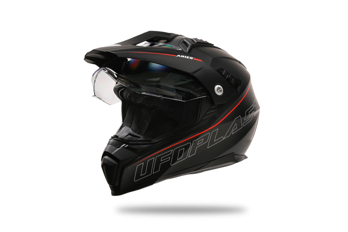 Ufo plast endurohelm aries helmet aries s black red