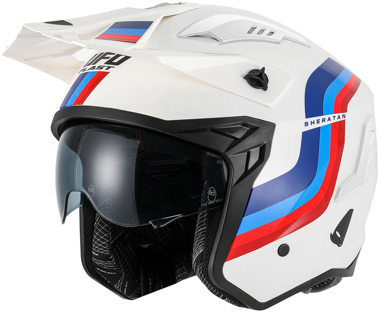 Ufo plast sheratan jethelm helmet sheratan xl white red blue