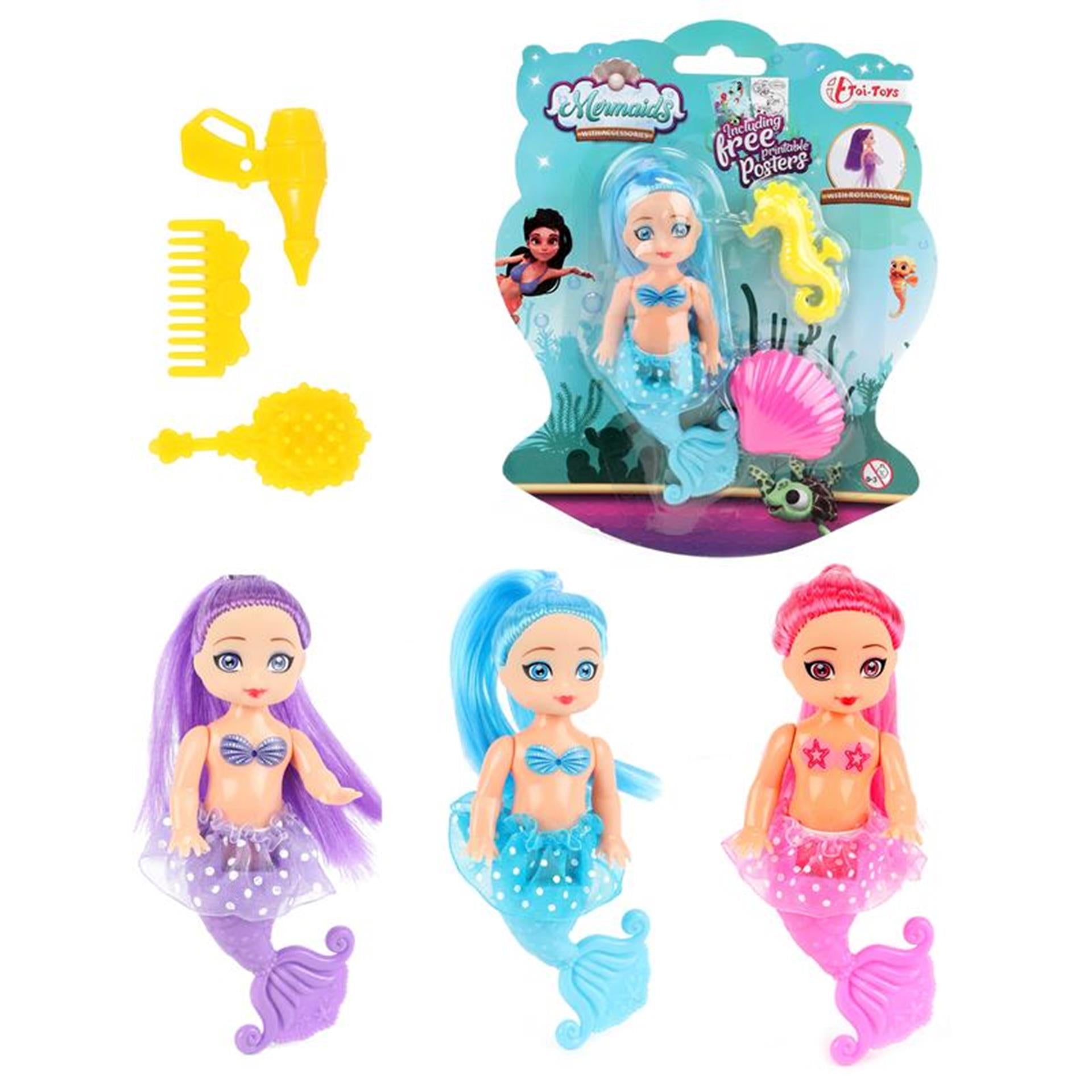 Toi-toys toi toys mermaids zeemeerminpop 12cm met 2 kammetjes