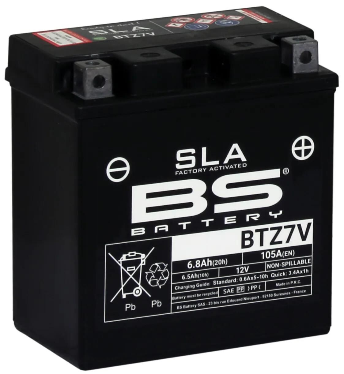 Bs-battery batterij btz7v battery btz7v bs sla