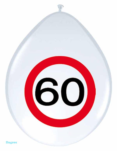 Ballon 30cmverkeersbord 60jaar pak a 8st