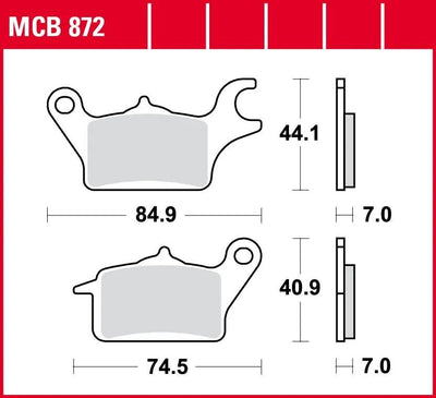 Trw remblokken mcb 872 brake pads organ. mcb 872