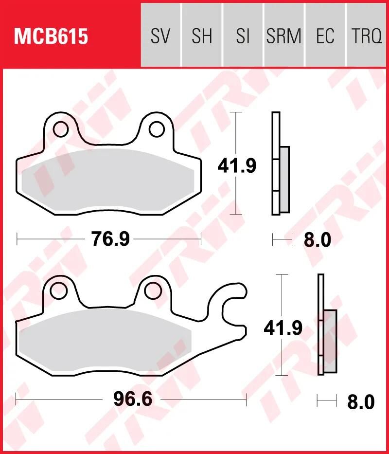 Trw remblokken mcb 615 brake pads sinter mcb 615 si