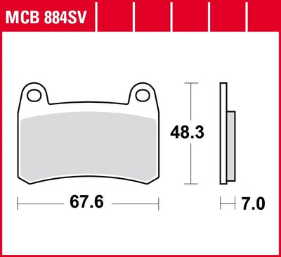 Trw remblokken mcb 884 brake pads sinter mcb 884sv