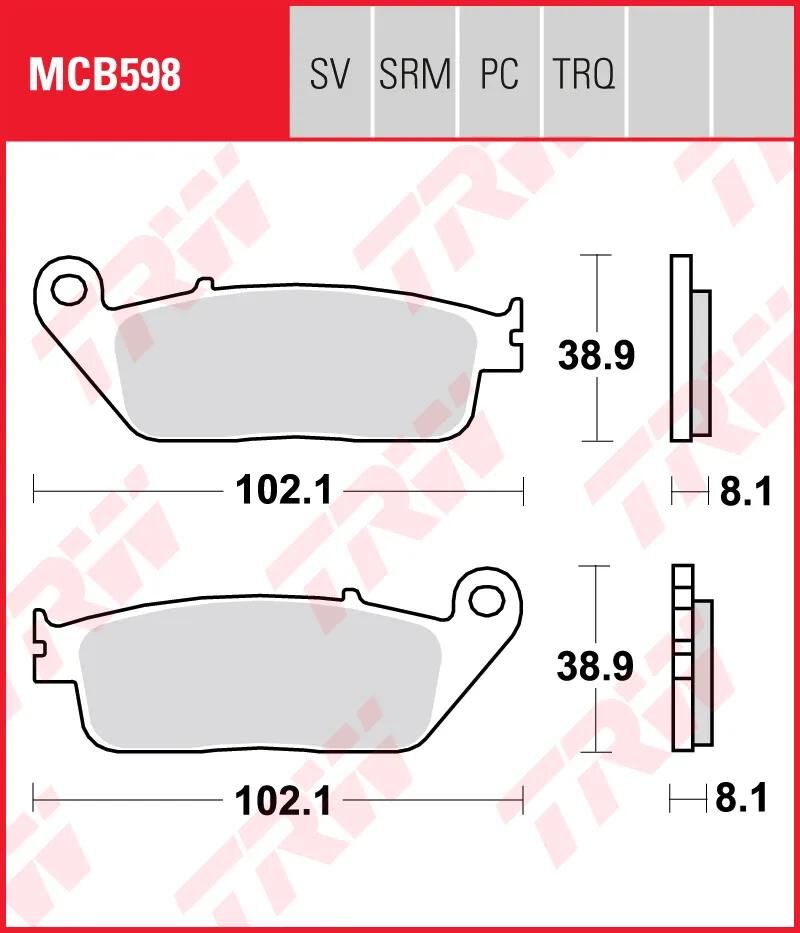 Trw remblokken mcb 598 brake pads sinter mcb598srm