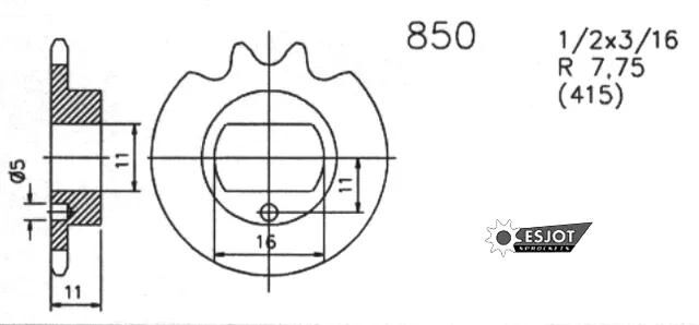 Esjot aandrijfrondsel 0850 sprocket 415 11z standard