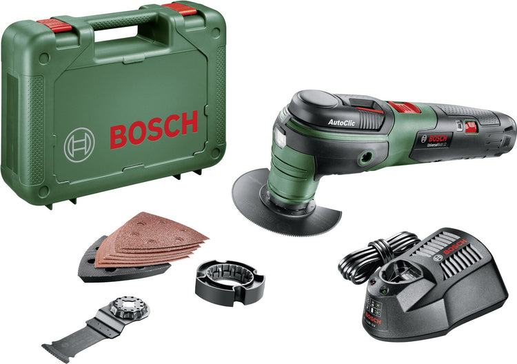 Bosch groen universalmulti 12 12v li-ion accu multitool set in koffer met 1 x 2,5ah accu - 0603103001