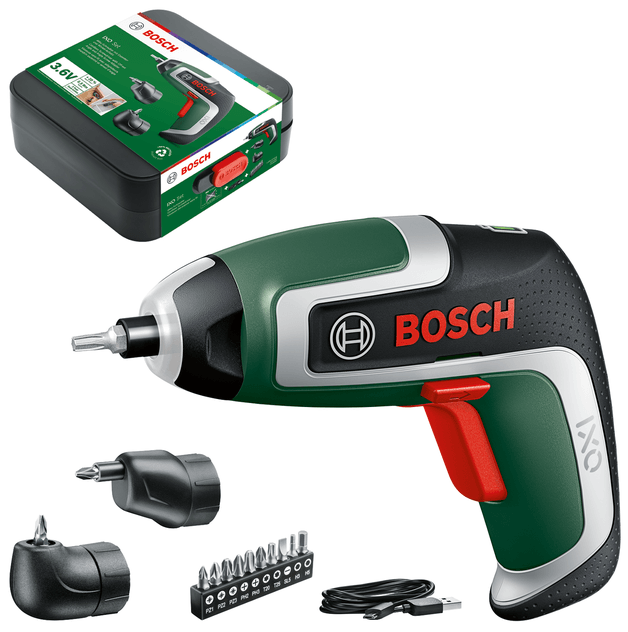 Bosch groen ixo 7 accu schroevendraaier | 3,6 v | 2,0 ah | 5,5 nm | incl. 2 adapters + 10-delige bitset | in opbergbox 06039e0001