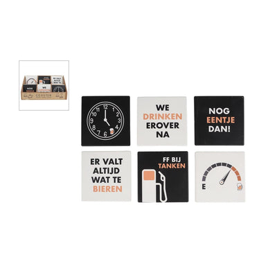 Onderzetters bier m tekst 6ass aardewerk