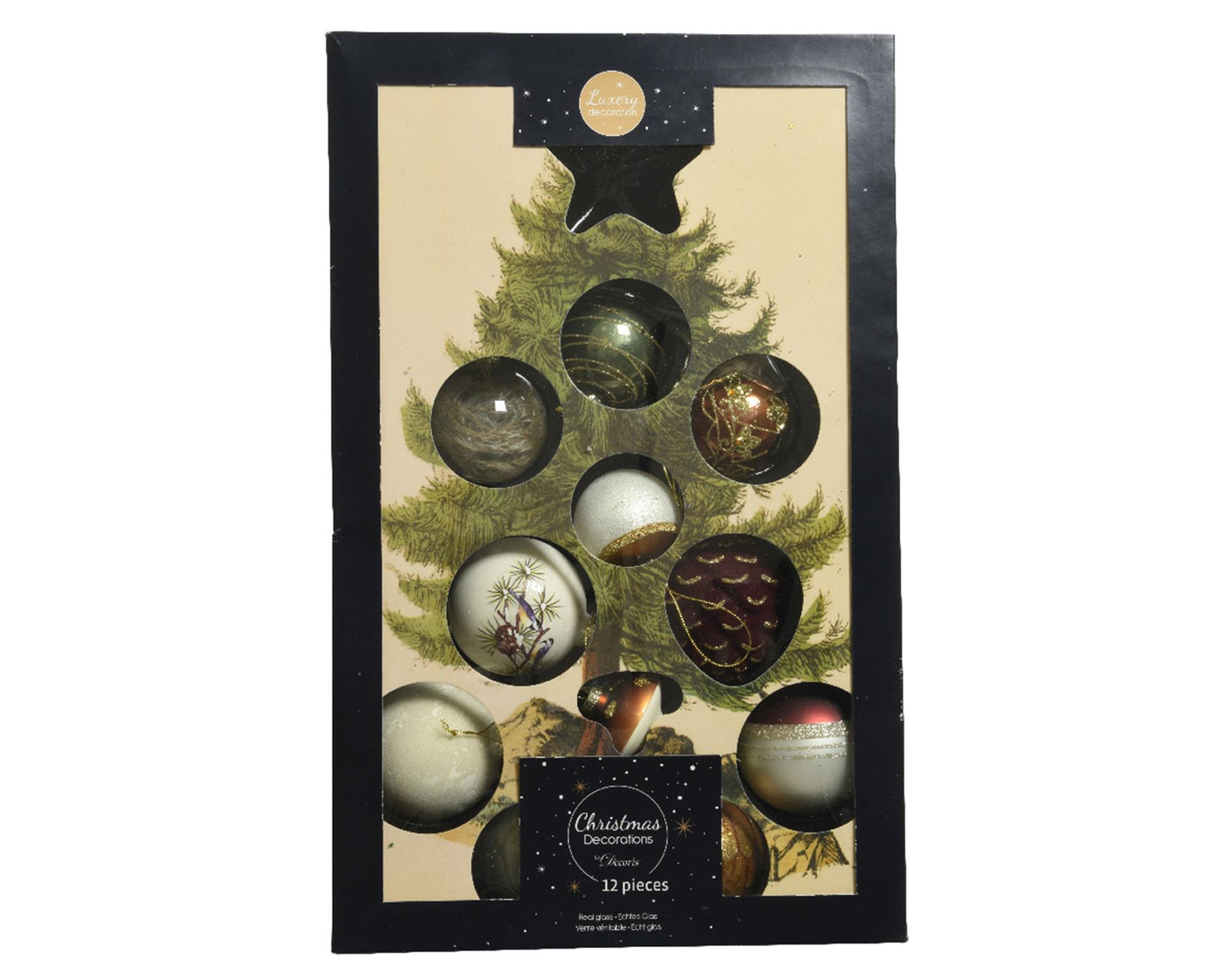Decoris luxe kerstballen mix glas assorti van natuur tinten