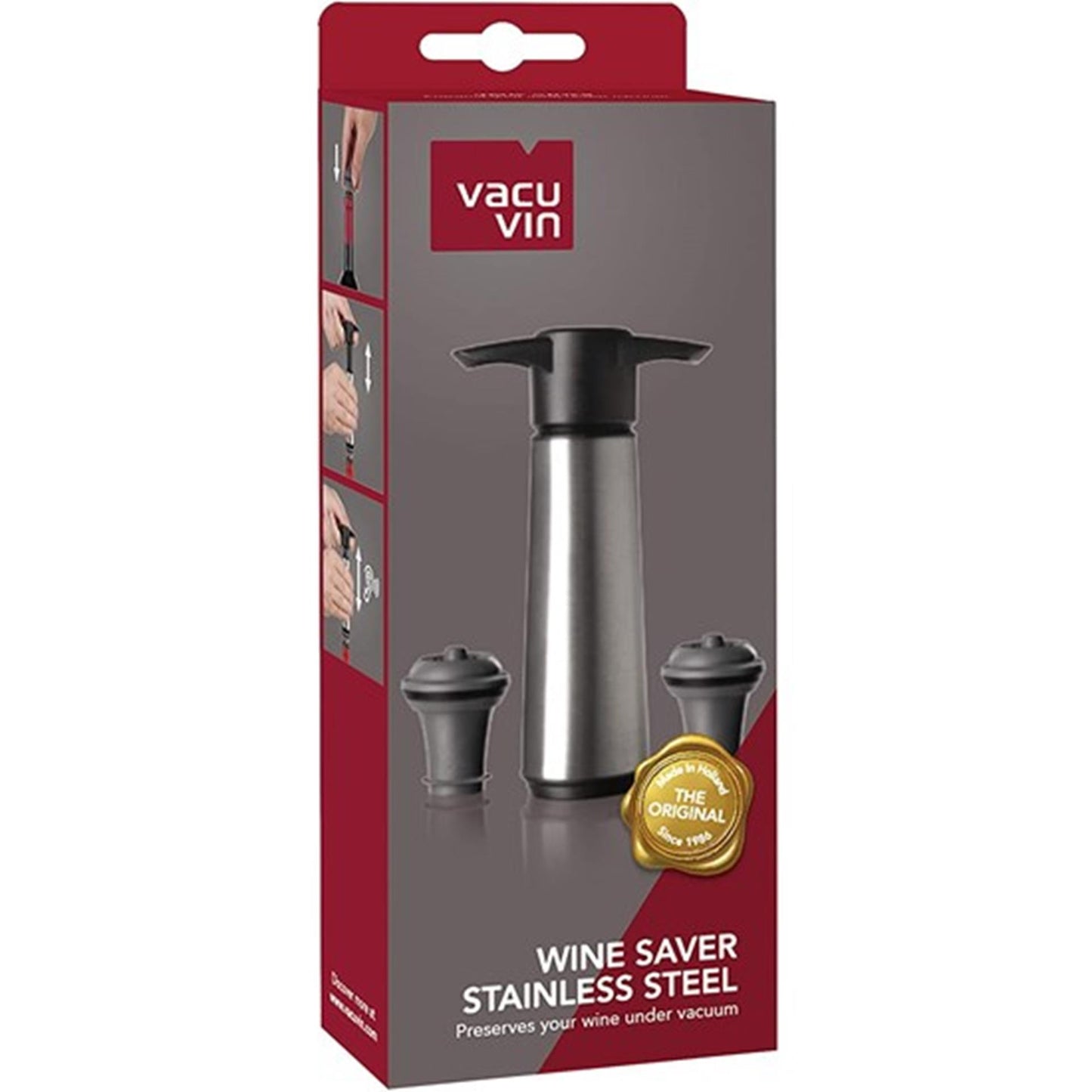 Vacu vin vacuvin wine saver set rvs 1 pomp met 2 stoppers