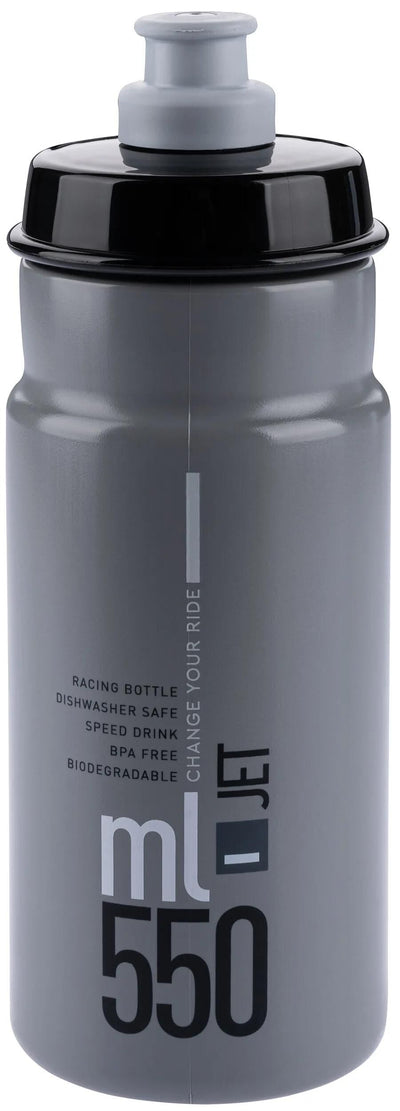 Elite trinkflasche jet plus bottle jet plus 550ml clear grey