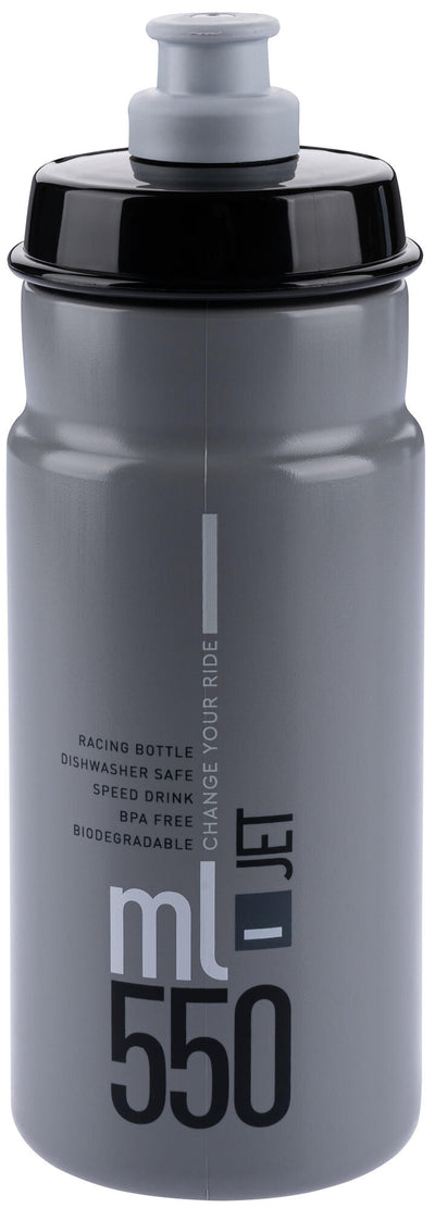 Elite trinkflasche jet plus bottle jet plus 550ml clear grey