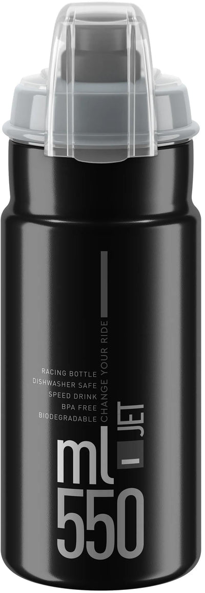 Elite bidon jet plus bottle jet plus 550ml black grey with cap
