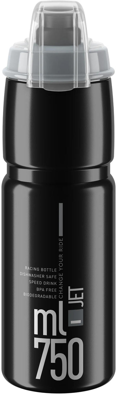 Elite bidon jet plus bottle jet plus 750ml black grey with cap