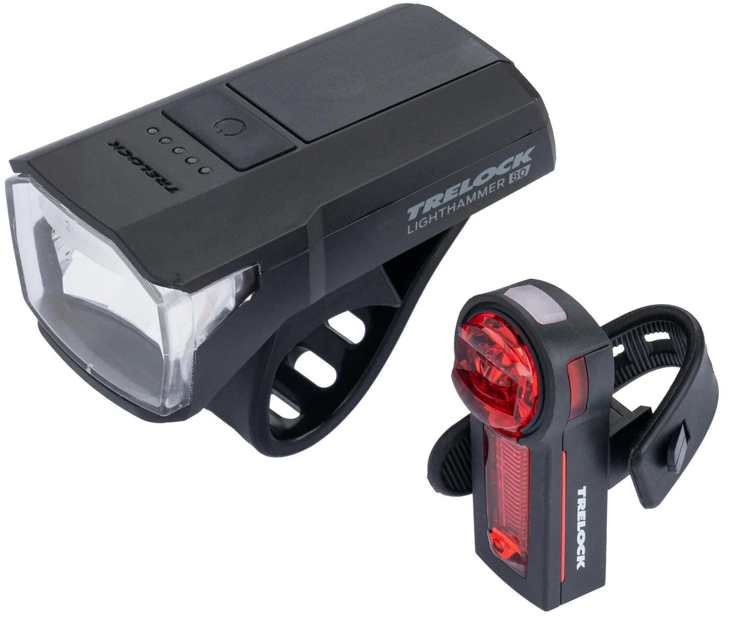 Trelock led verlichtingsset accu-voeding lighthammer ls 480 ls 740 bat.led light set ls 480 ls740 w.stop light