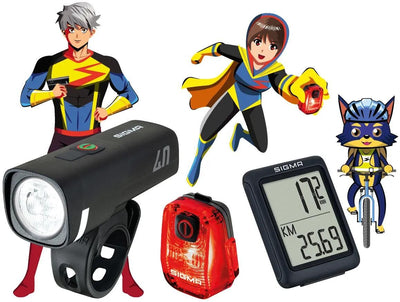 Sigma sport leuchten-set aura 40 hiro 10 bc 5.0 wr ride safe to school sigma bundle aura 40 + hiro 10 + bc 5.0 rsts