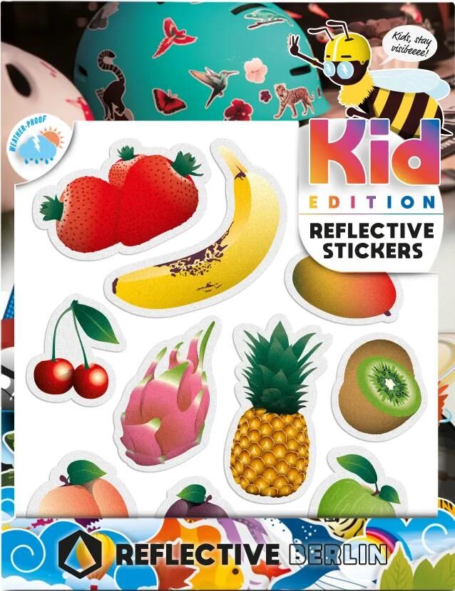 Reflective berlin reflex-sticker k.i.d. ref.sticker re.berlin kid fruits
