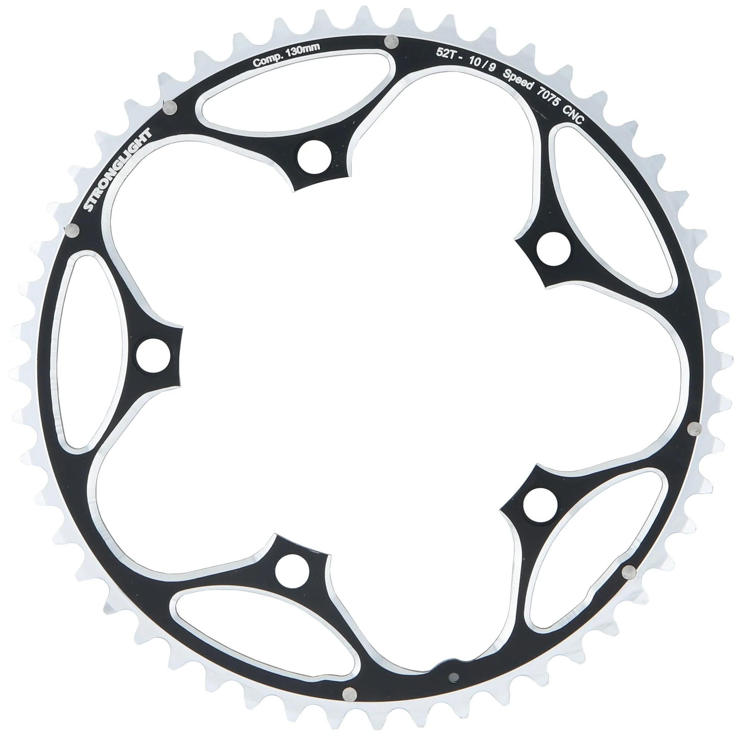Stronglight kettingblad type s 7075 t6 chainring 7075t6 black 130 mm lochkr. 52z.