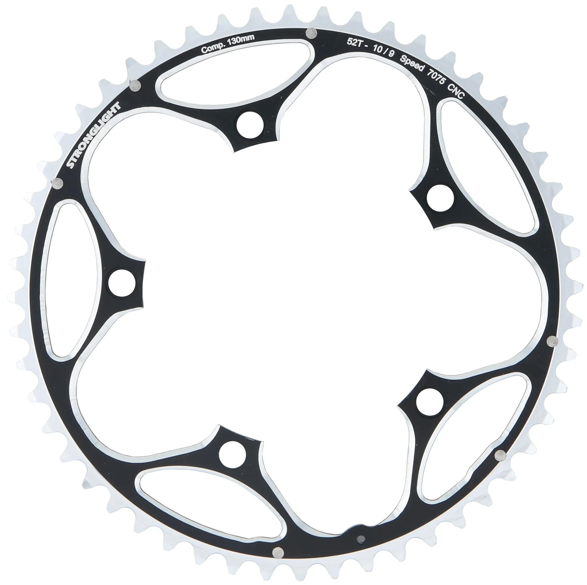 Stronglight kettingblad type s 7075 t6 chainring 7075t6 black 130 mm lochkr. 52z.